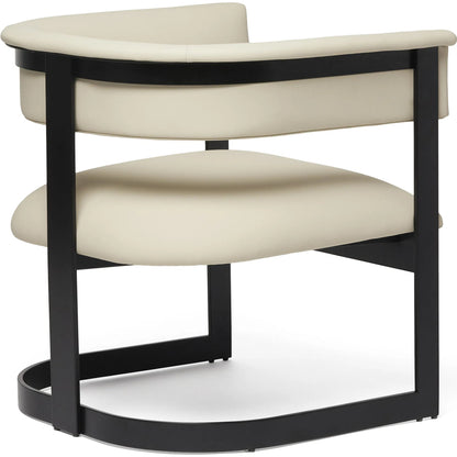Darcy II Lounge Chair by Interlude Home in cream and matte black. Made from stainless steel, leather in a modern style.