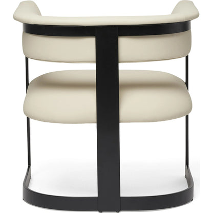 Darcy II Lounge Chair by Interlude Home in cream and matte black. Made from stainless steel, leather in a modern style.