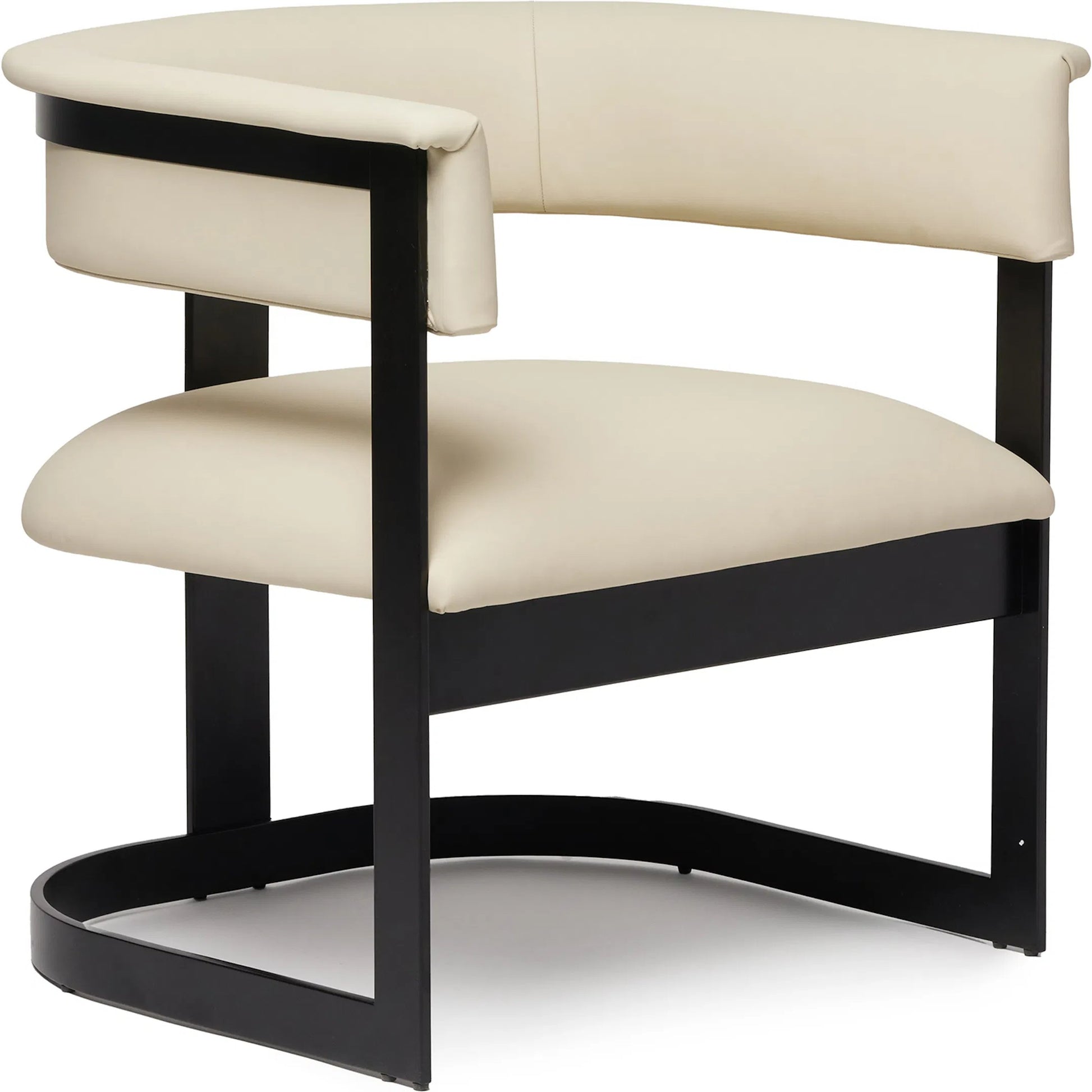 Darcy II Lounge Chair by Interlude Home in cream and matte black. Made from stainless steel, leather in a modern style.