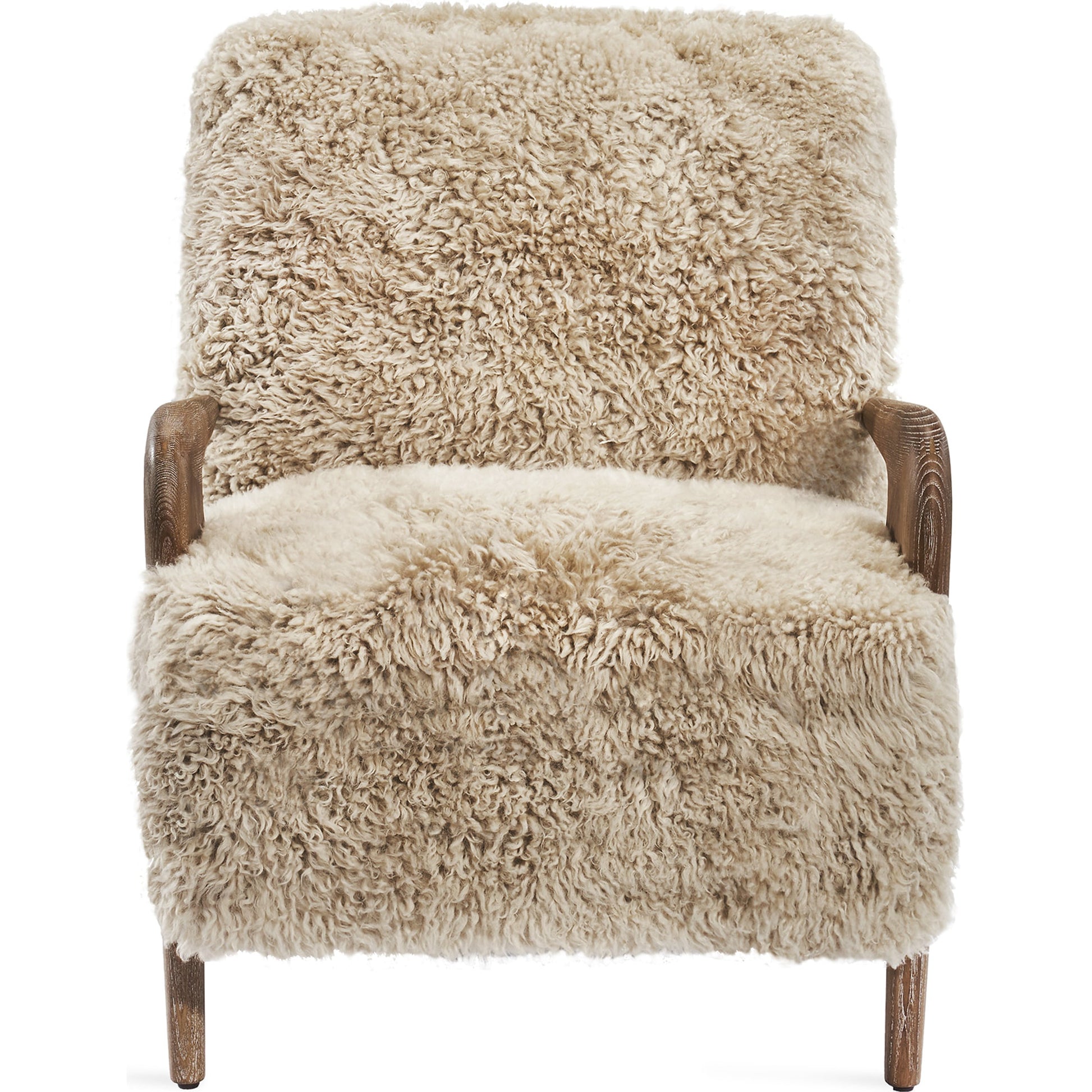 Angelica Lounge Chair by Interlude Home in morel taupe. Made from ash, tibetan lambskin in a modern style.