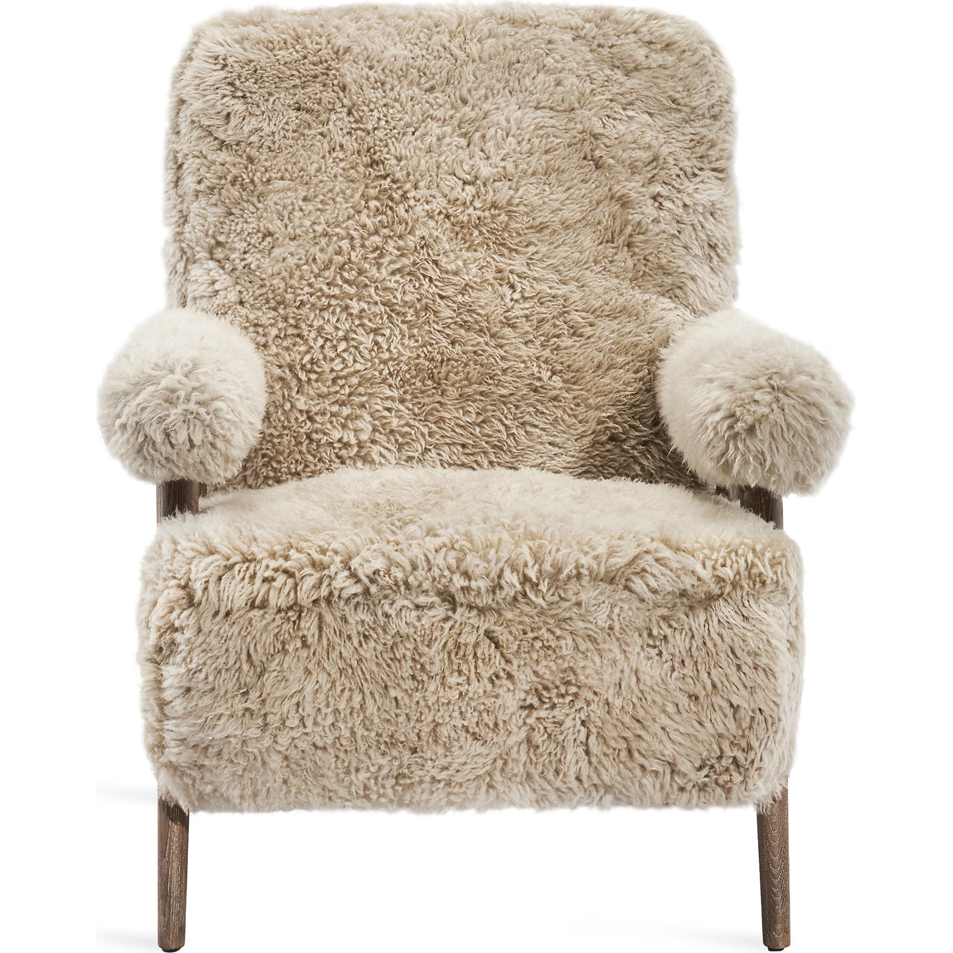 Barrett Lounge Chair by Interlude Home in morel taupe. Made from ash, tibetan lambskin in a modern style.
