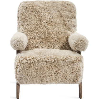 Barrett Lounge Chair by Interlude Home in morel taupe. Made from ash, tibetan lambskin in a modern style.