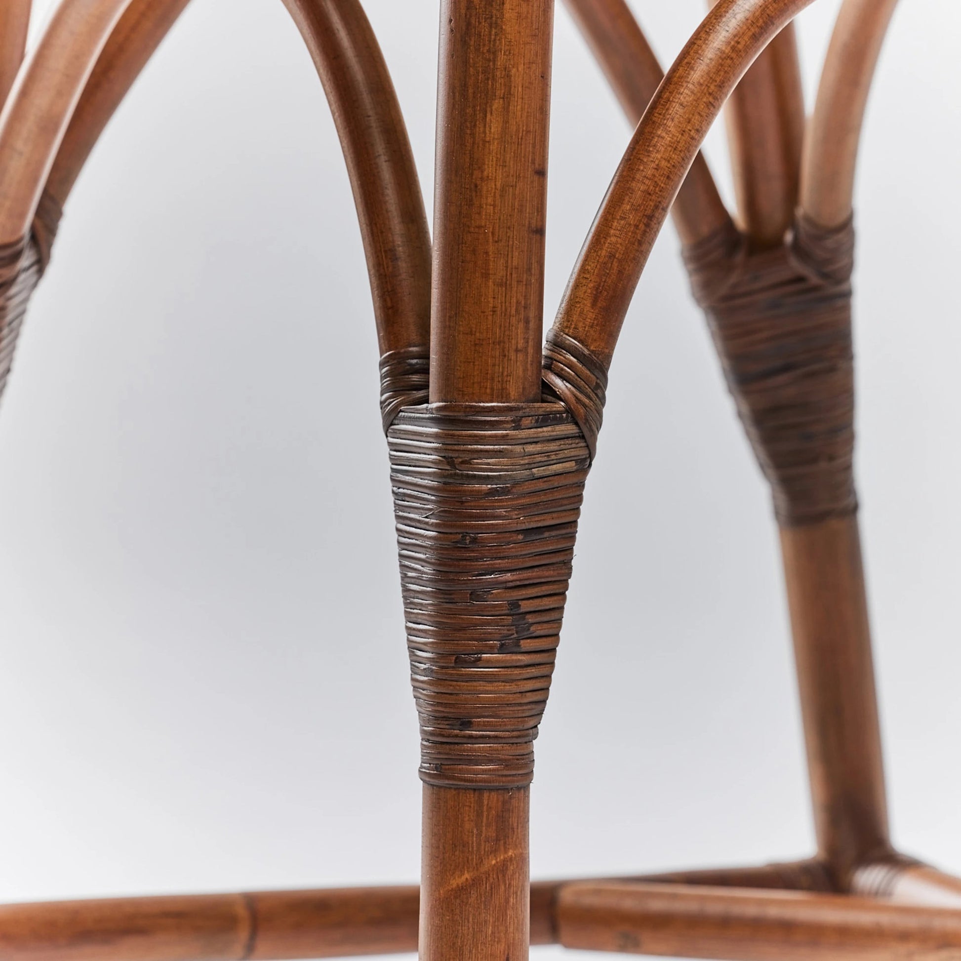 Naples Counter Stool by Interlude Home in warm taupe. Made from rattan in a cottage & farmhouse style.