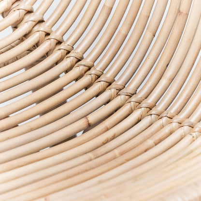 Naples Counter Stool by Interlude Home in warm taupe. Made from rattan in a cottage & farmhouse style.