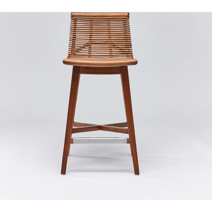 Sanibel Counter Stool by Interlude Home in narragansett grey. Made from rattan, mahogany in a cottage & farmhouse style.