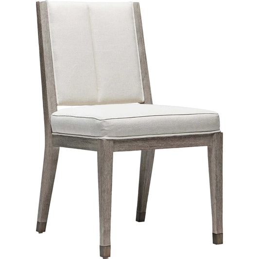 Largo Dining Chair (Set of 2) by Interlude Home in grey ceruse, natural, dark antique brass. Made from mahogany, flax weave, metal in a transitional style.