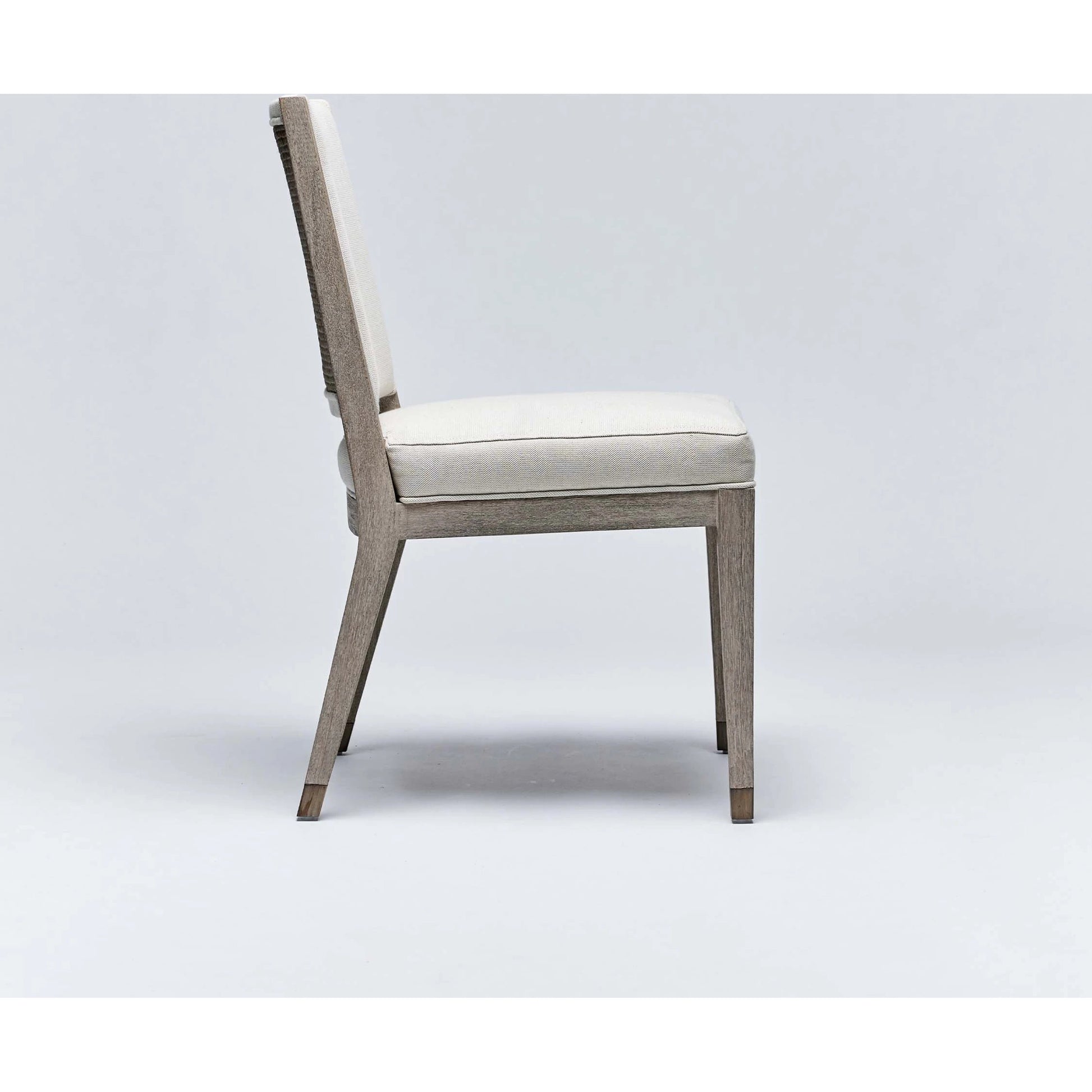 Largo Dining Chair (Set of 2) by Interlude Home in grey ceruse, natural, dark antique brass. Made from mahogany, flax weave, metal in a transitional style.