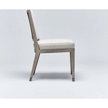 Largo Dining Chair (Set of 2) by Interlude Home in grey ceruse, natural, dark antique brass. Made from mahogany, flax weave, metal in a transitional style.