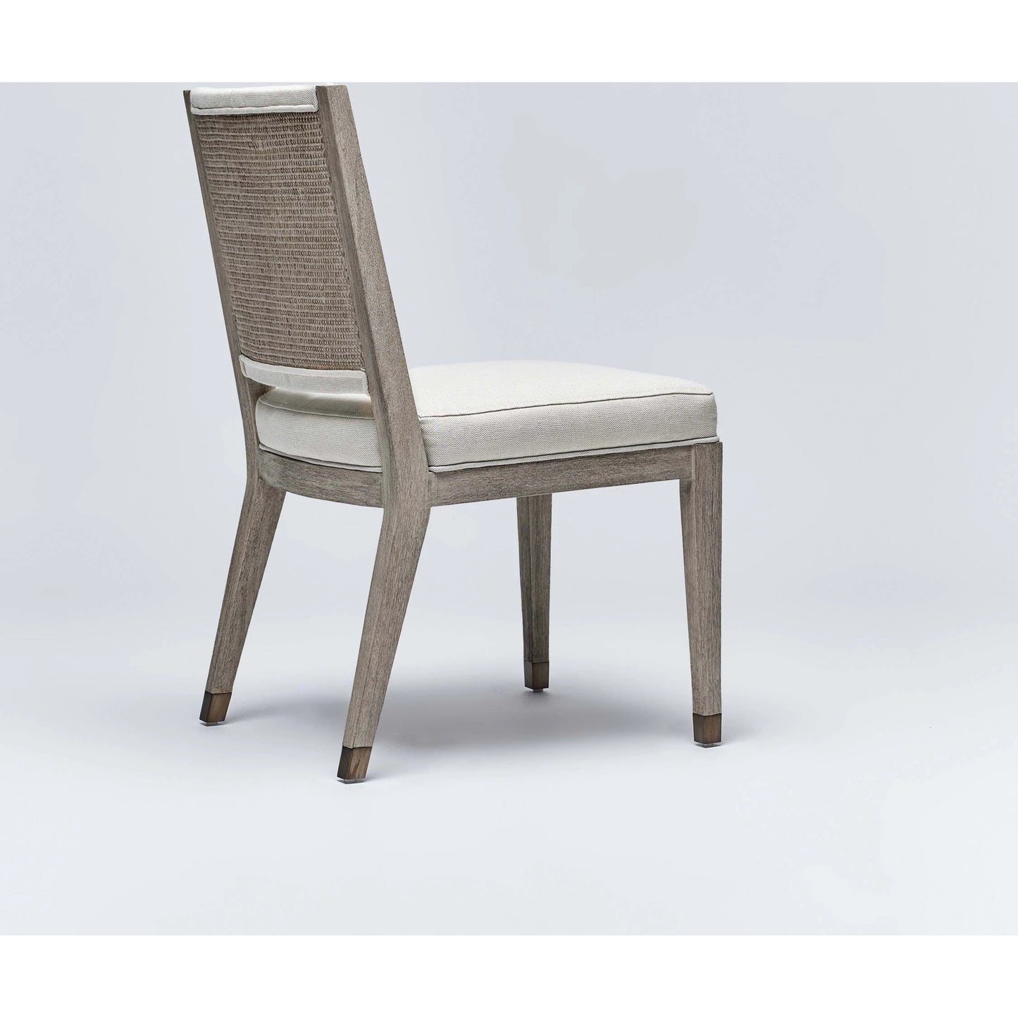 002 SI-2130774 | Additional Silo | Largo Dining Chair (Set of 2) by Interlude Home in grey ceruse, natural, dark antique brass. Made from mahogany, flax weave, metal in a transitional style.