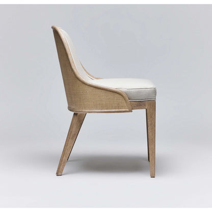 Siesta Dining Chair by Interlude Home. Made from mahogany, raffia, flax weave in a modern style.