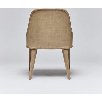 Siesta Dining Chair by Interlude Home. Made from mahogany, raffia, flax weave in a modern style.