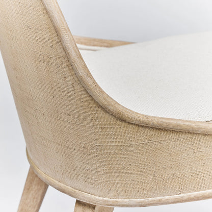 Siesta Dining Chair by Interlude Home. Made from mahogany, raffia, flax weave in a modern style.
