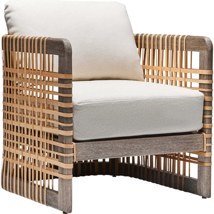 Palms Lounge Chair by Interlude Home in chestnut, natural rattan, natural. Made from mahogany, rattan, flax weave in a cottage & farmhouse style.