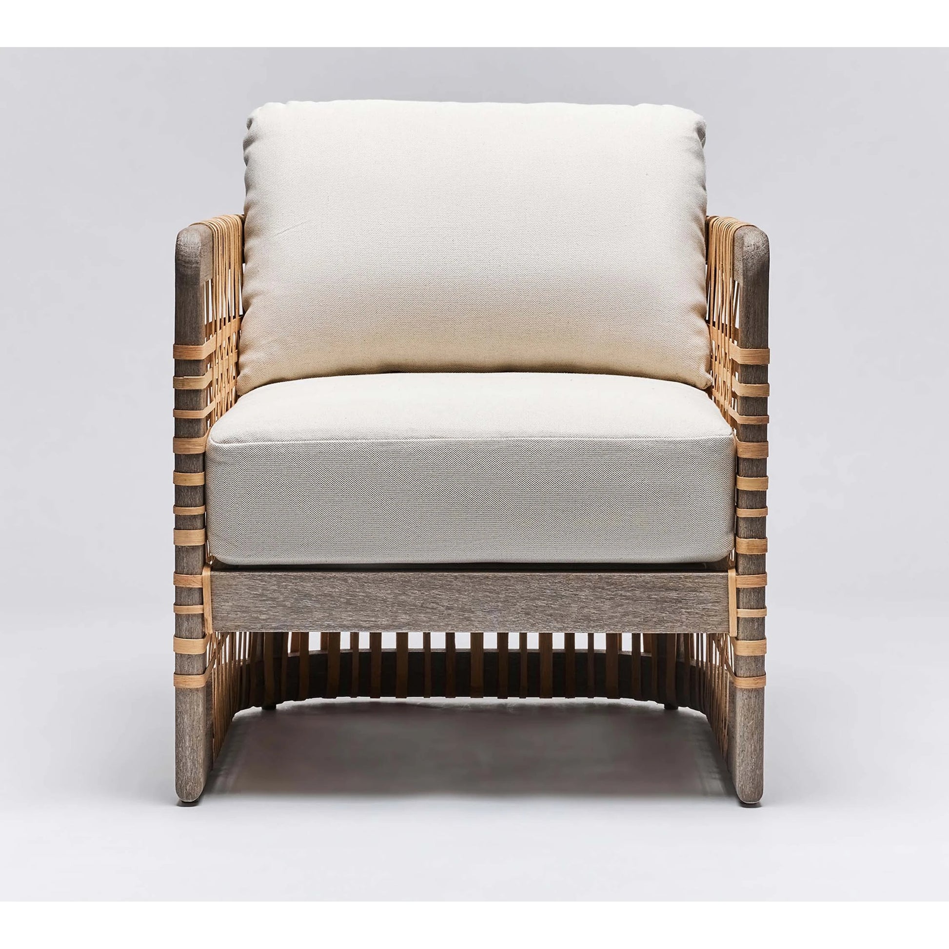 Palms Lounge Chair by Interlude Home in chestnut, natural rattan, natural. Made from mahogany, rattan, flax weave in a cottage & farmhouse style.