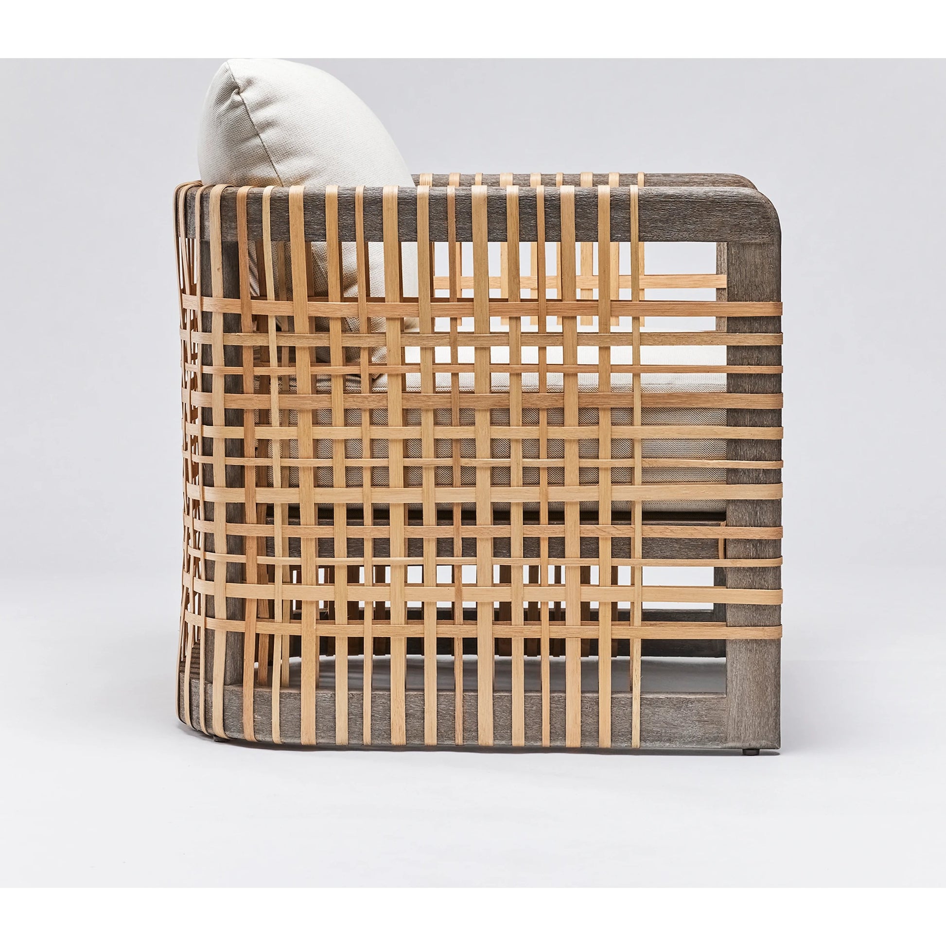 Palms Lounge Chair by Interlude Home in chestnut, natural rattan, natural. Made from mahogany, rattan, flax weave in a cottage & farmhouse style.