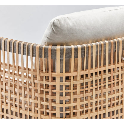 Palms Lounge Chair by Interlude Home in chestnut, natural rattan, natural. Made from mahogany, rattan, flax weave in a cottage & farmhouse style.