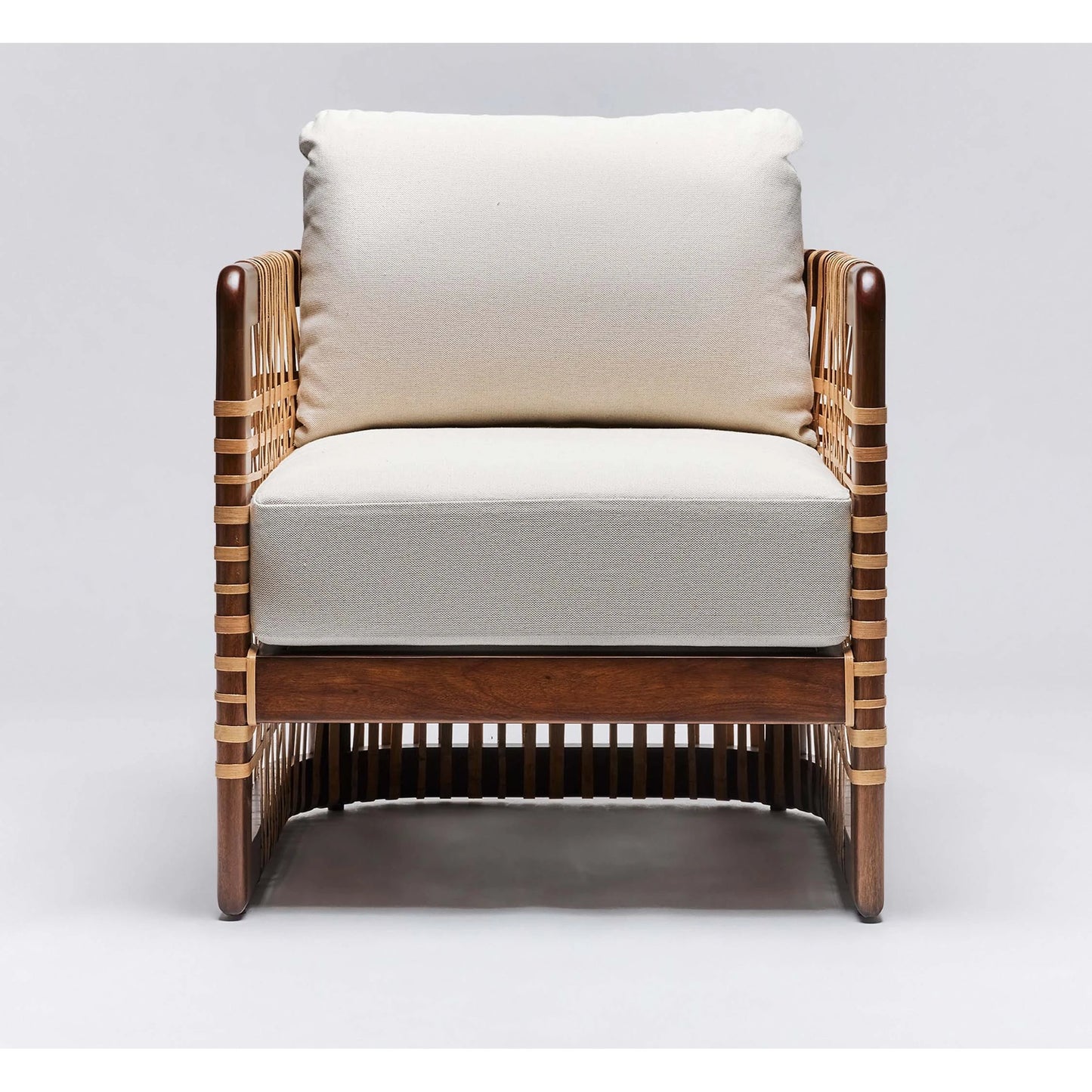 004 SI-2123075 | Additional Silo | Palms Lounge Chair by Interlude Home in chestnut, natural rattan, natural. Made from mahogany, rattan, flax weave in a cottage & farmhouse style.