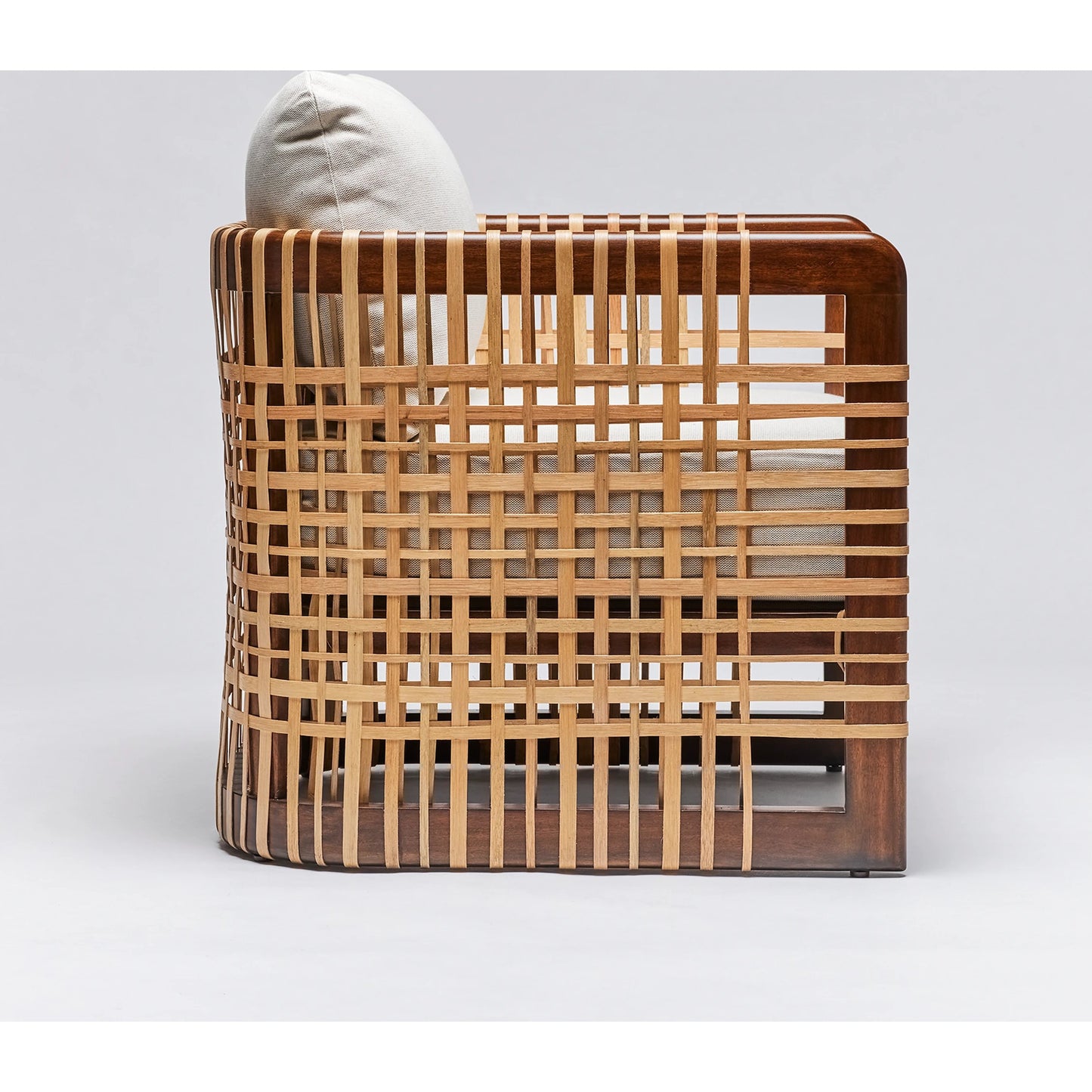 005 SI-2123075 | Additional Silo | Palms Lounge Chair by Interlude Home in chestnut, natural rattan, natural. Made from mahogany, rattan, flax weave in a cottage & farmhouse style.