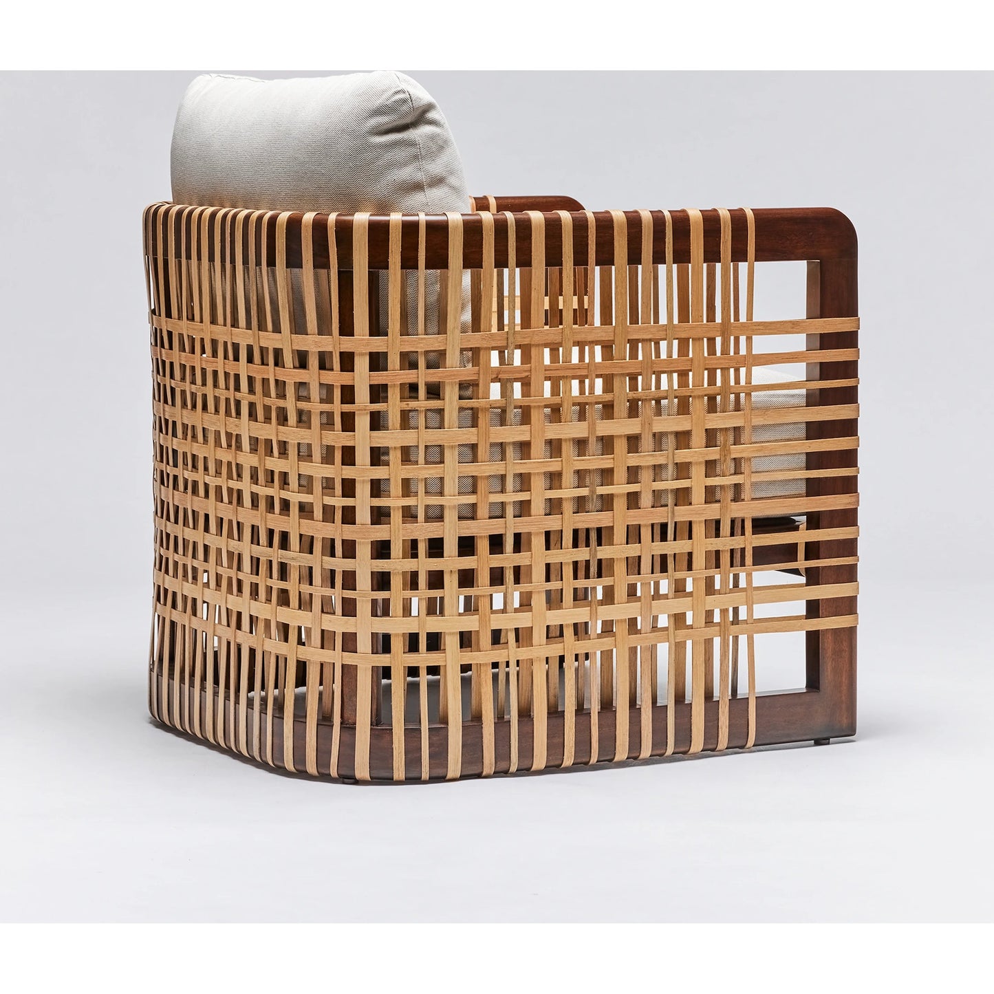 002 SI-2123075 | Additional Silo | Palms Lounge Chair by Interlude Home in chestnut, natural rattan, natural. Made from mahogany, rattan, flax weave in a cottage & farmhouse style.