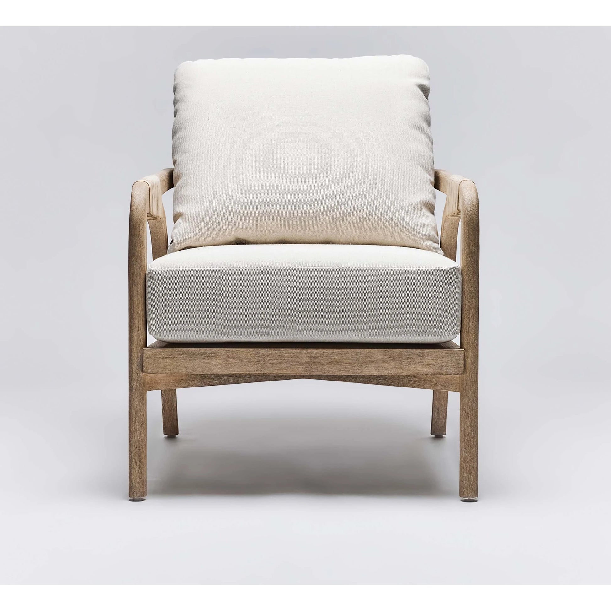 Delray Lounge Chair by Interlude Home. Made from mahogany, rattan, leather, flax weave in a modern style.