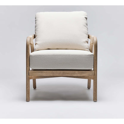 Delray Lounge Chair by Interlude Home. Made from mahogany, rattan, leather, flax weave in a modern style.