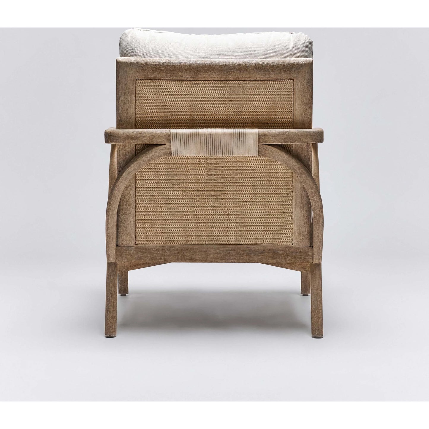 002 SI-2122847 | Additional Silo | Delray Lounge Chair by Interlude Home in white ceruse, off white, natural. Made from mahogany, rattan, leather, flax weave in a modern style.