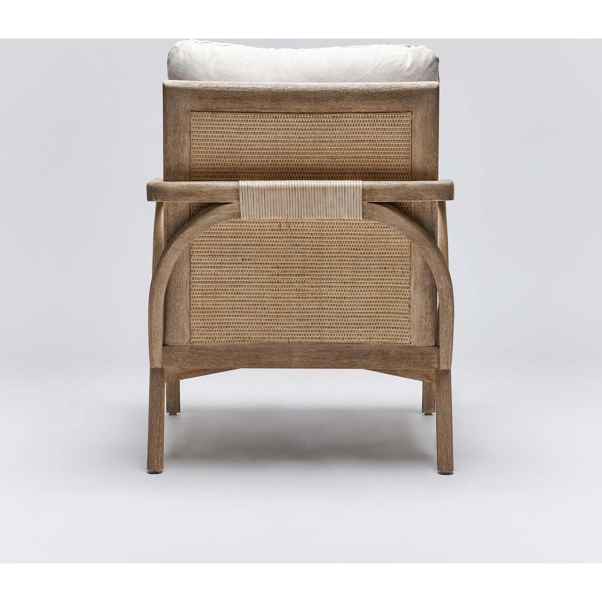 Delray Lounge Chair by Interlude Home. Made from mahogany, rattan, leather, flax weave in a modern style.