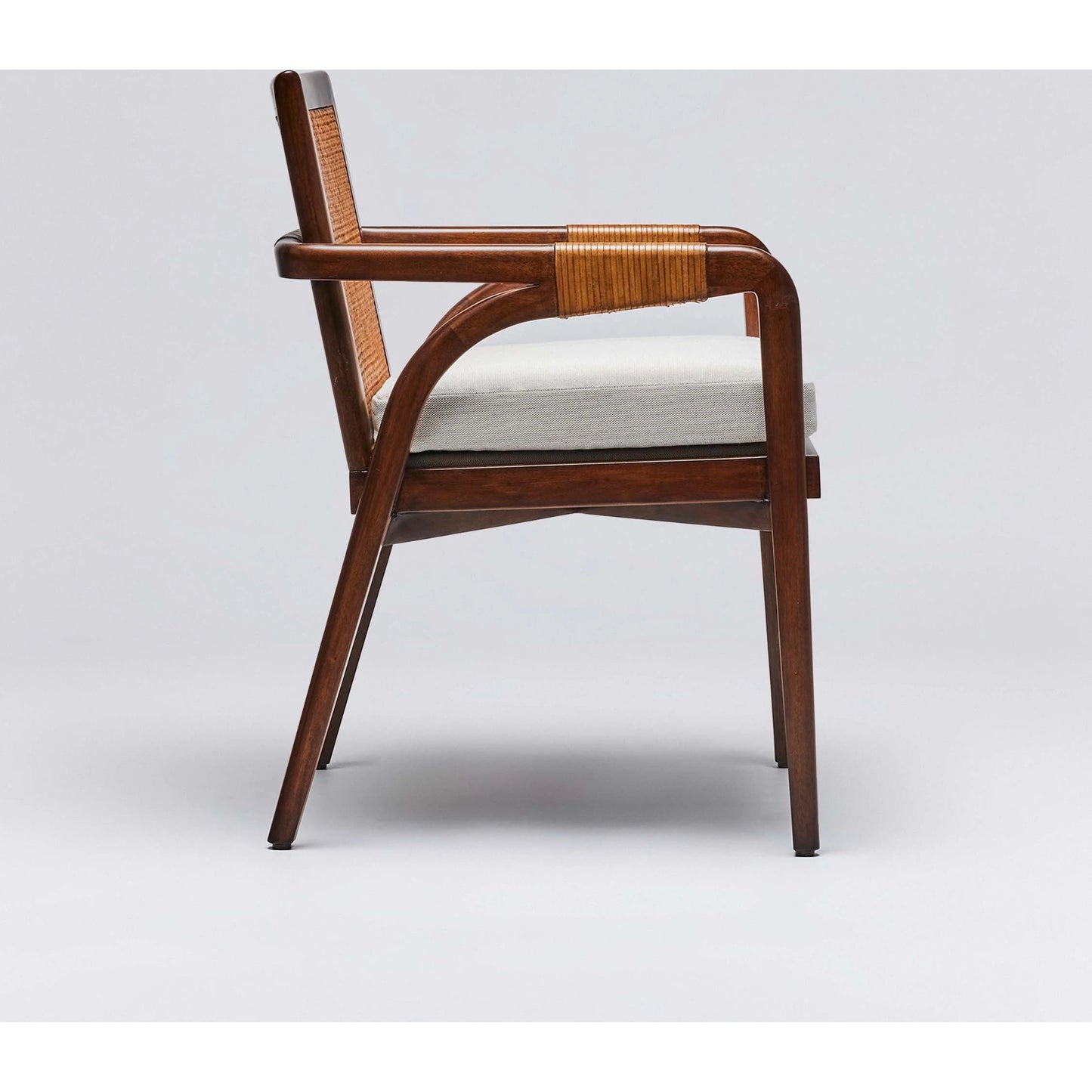 012 SI-2122844 | Additional Silo | Delray Arm Chair by Interlude Home. Made from mahogany, rattan, leather, flax weave in a cottage & farmhouse style.