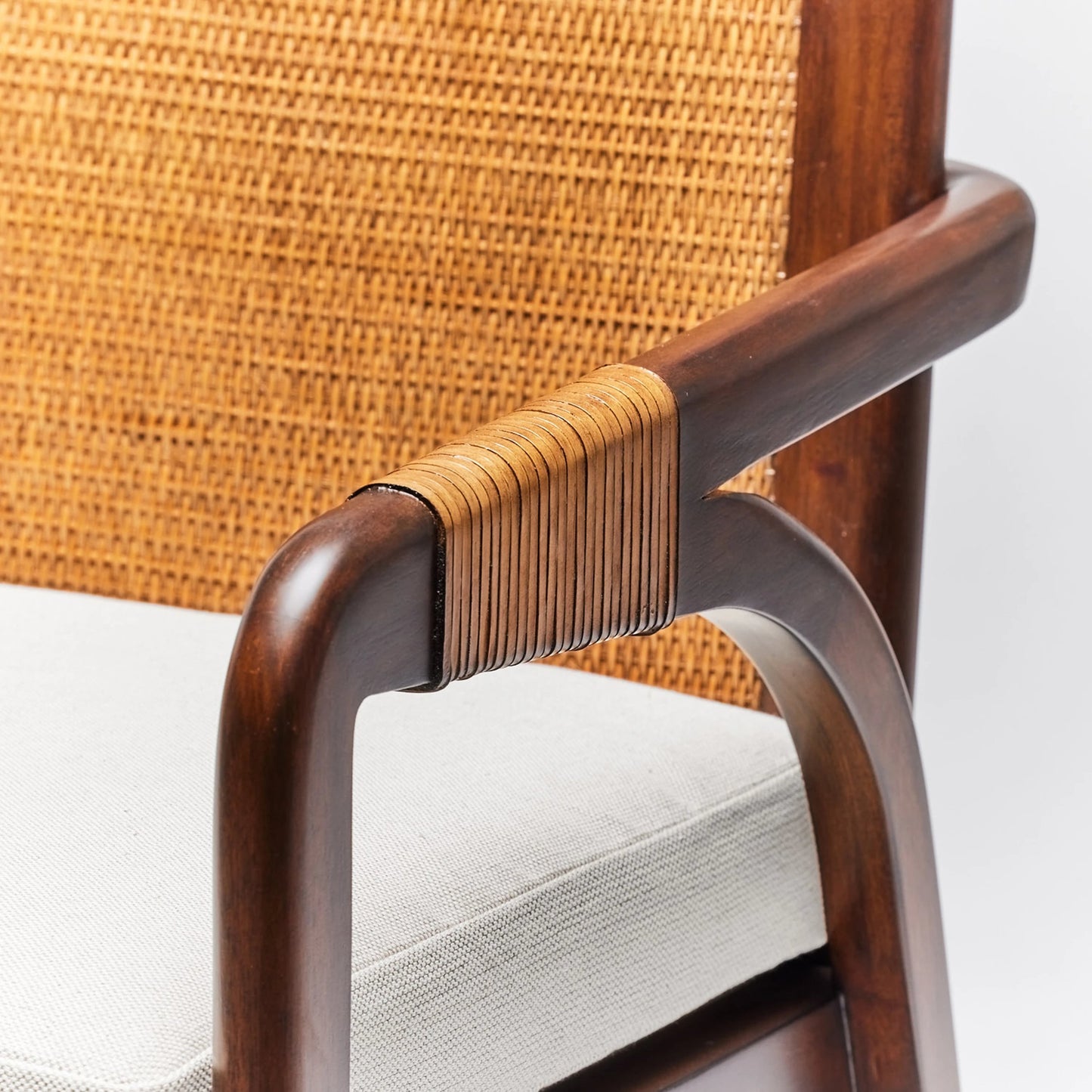 015 SI-2122844 | Additional Silo | Delray Arm Chair by Interlude Home. Made from mahogany, rattan, leather, flax weave in a cottage & farmhouse style.