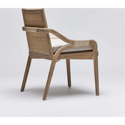 Delray Side Chair by Interlude Home. Made from mahogany, rattan, leather, flax weave in a cottage & farmhouse style.