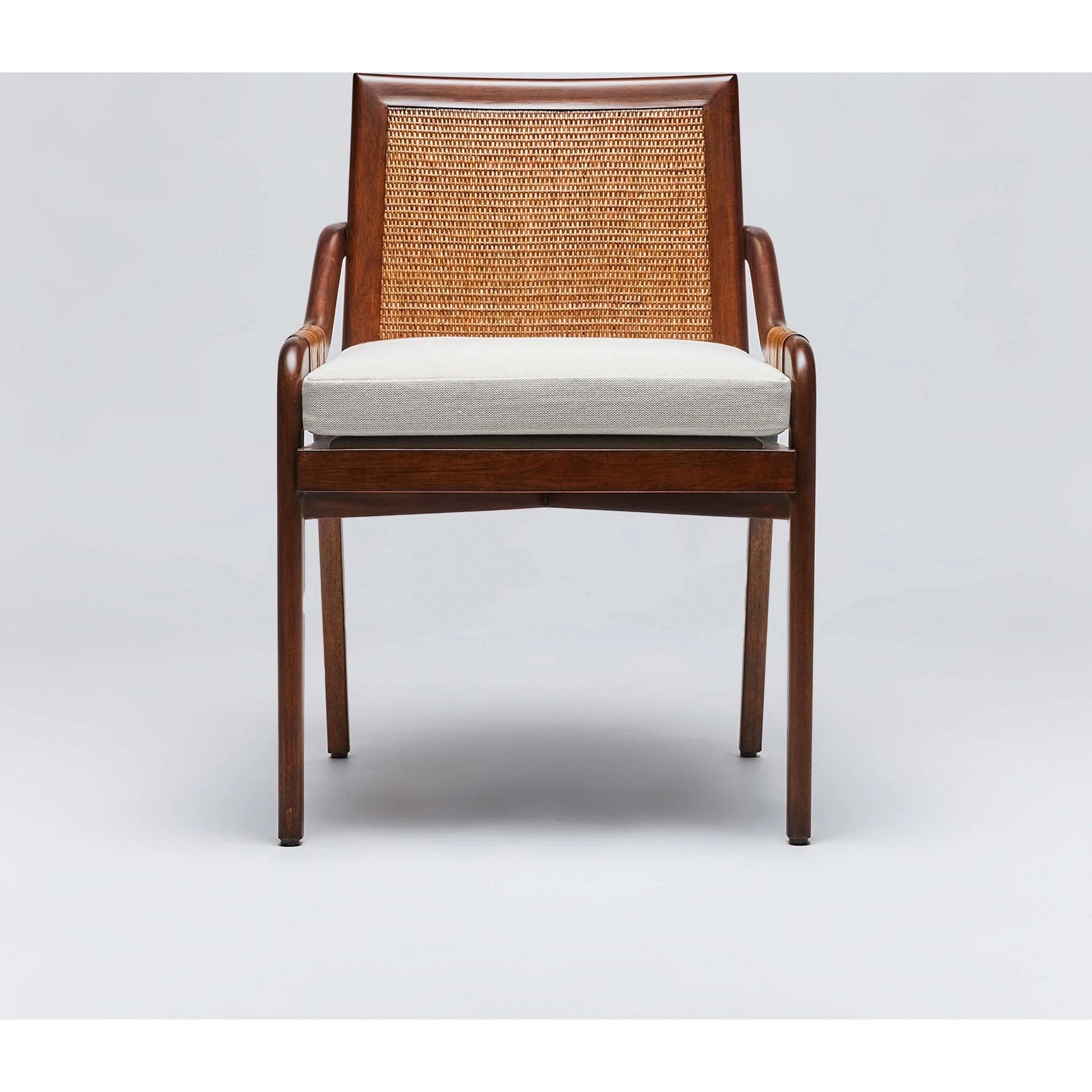 Delray Side Chair by Interlude Home. Made from mahogany, rattan, leather, flax weave in a cottage & farmhouse style.