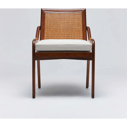 Delray Side Chair by Interlude Home. Made from mahogany, rattan, leather, flax weave in a cottage & farmhouse style.