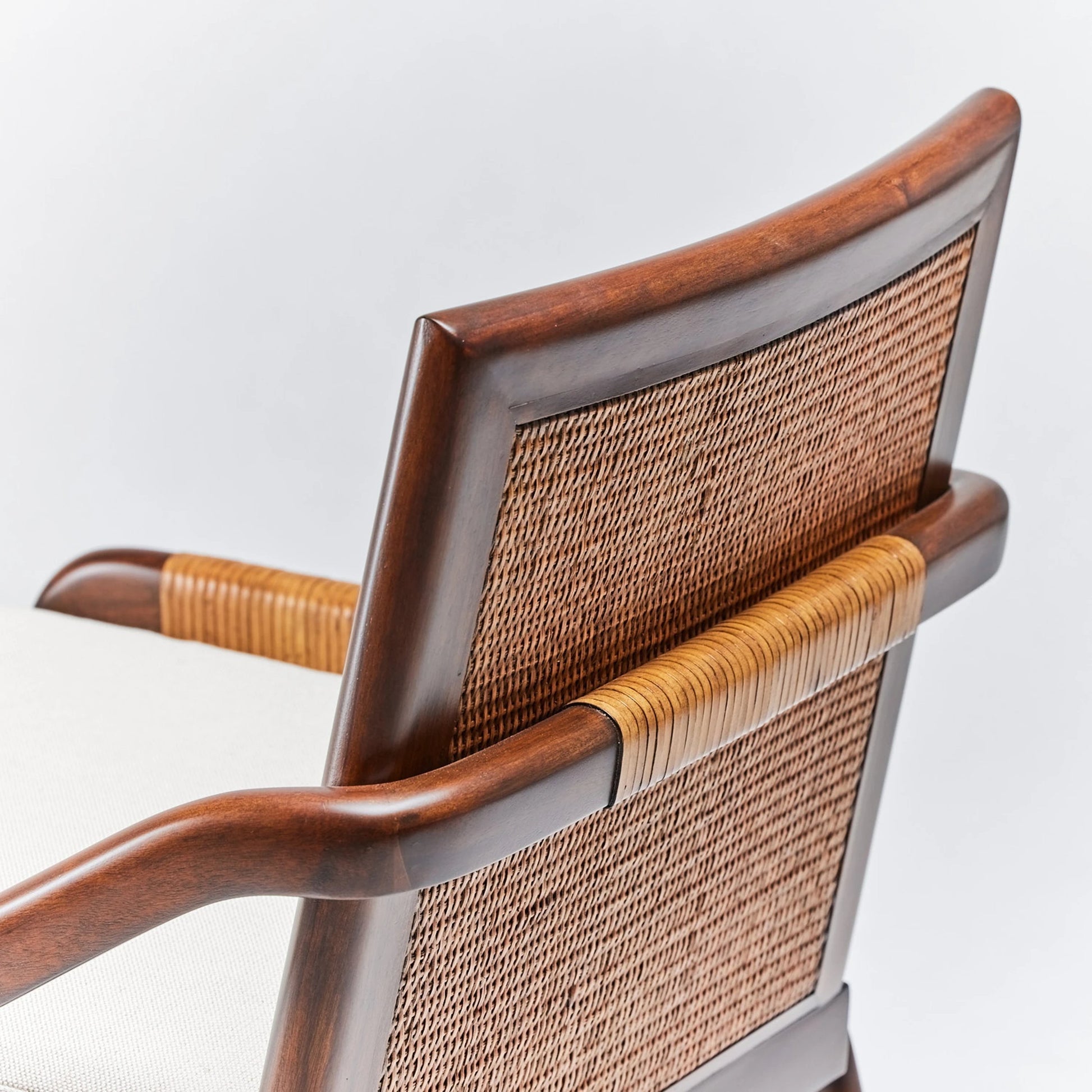Delray Side Chair by Interlude Home. Made from mahogany, rattan, leather, flax weave in a cottage & farmhouse style.