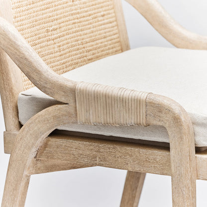 Delray Counter Stool by Interlude Home. Made from mahogany, rattan, leather, metal, flax weave in a cottage & farmhouse style.