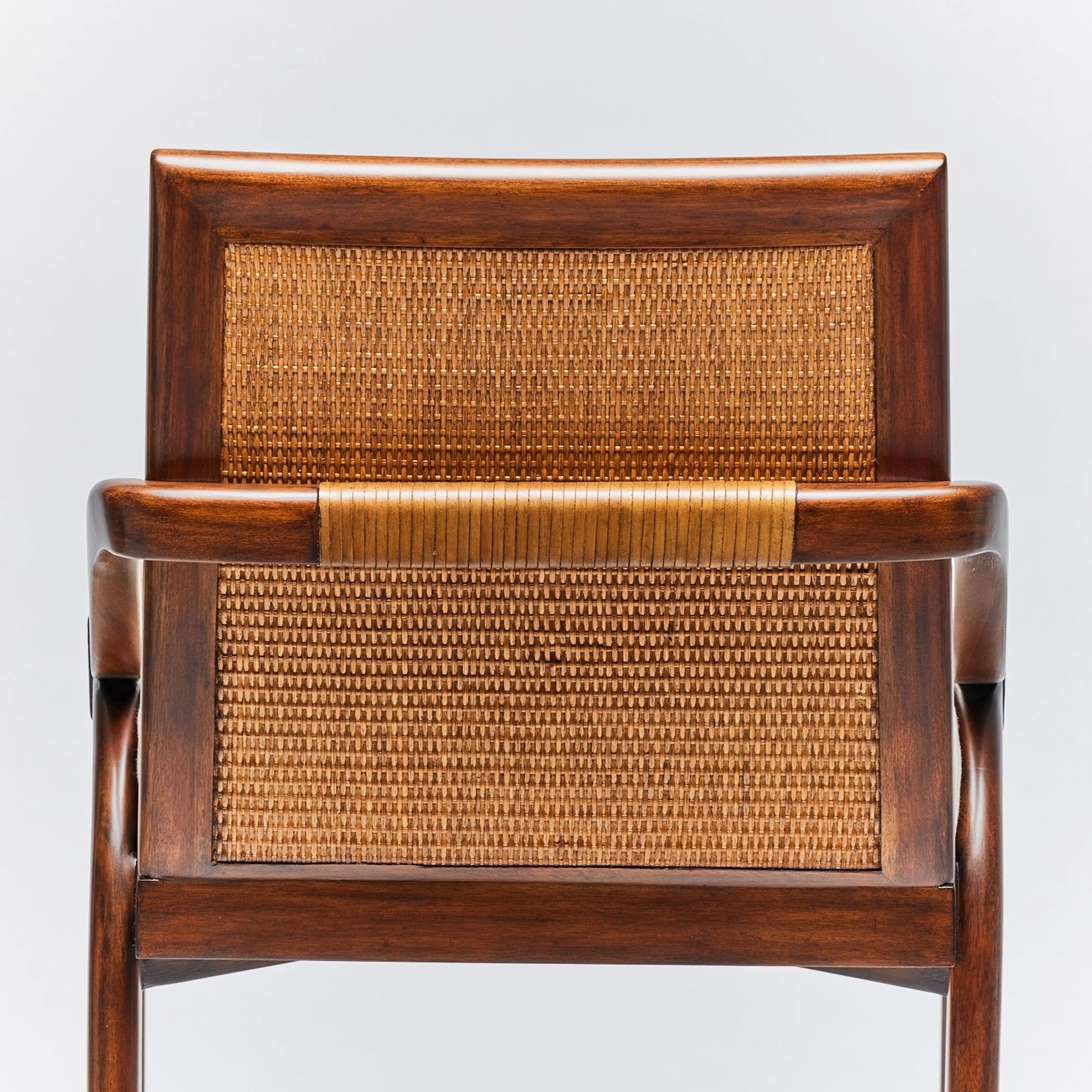 Delray Counter Stool by Interlude Home. Made from mahogany, rattan, leather, metal, flax weave in a cottage & farmhouse style.
