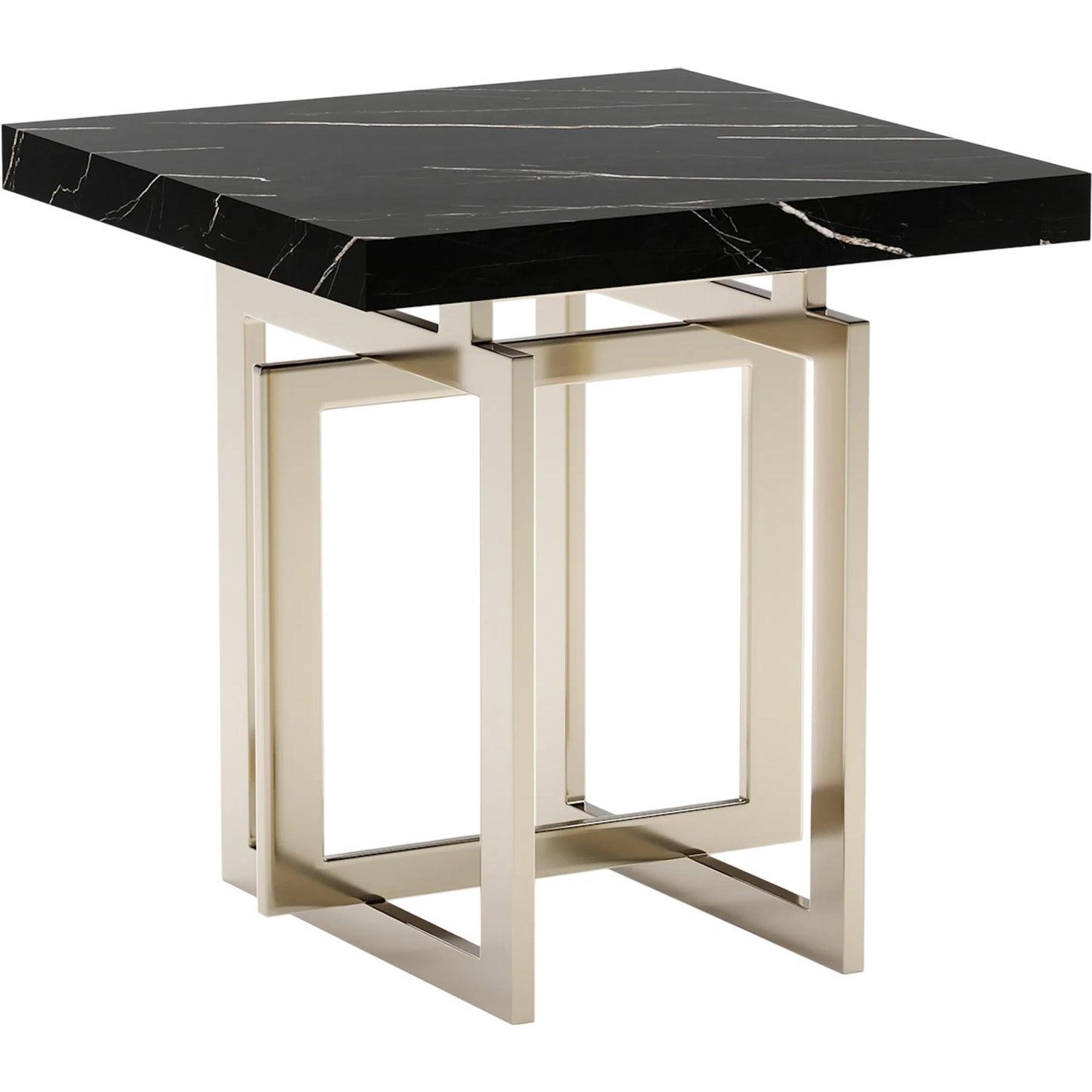 000 SI-2462355 | Primary Silo | Wish You Were Here Square Side Table by Caracole in black marble, gold and whisper of gold. Made from marble in a modern style.