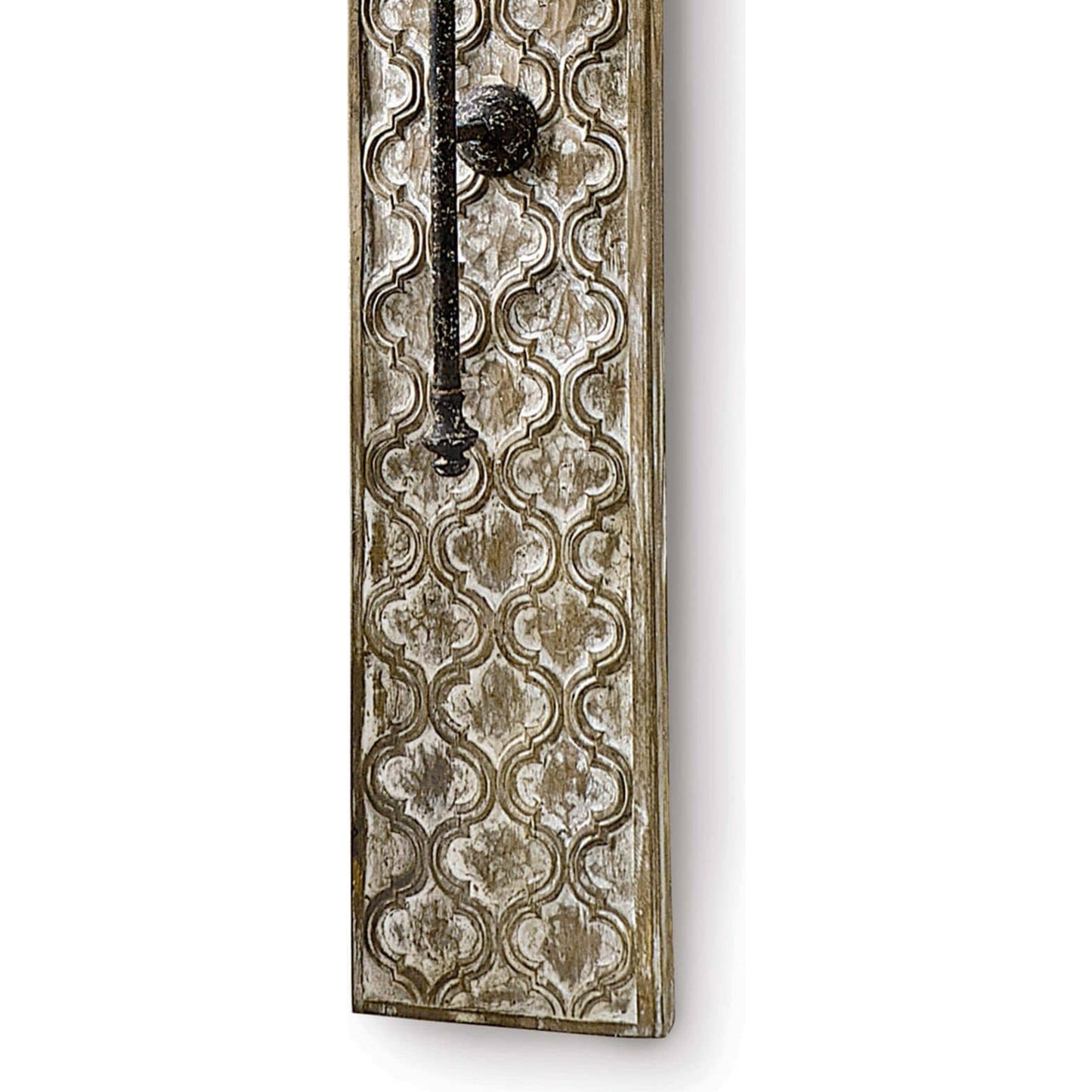 005 S-286782 | Closeup | Carved Panel Sconce by Regina Andrew in distressed, painted and distressed painted. Made from paulownia wood in a cottage & farmhouse style.