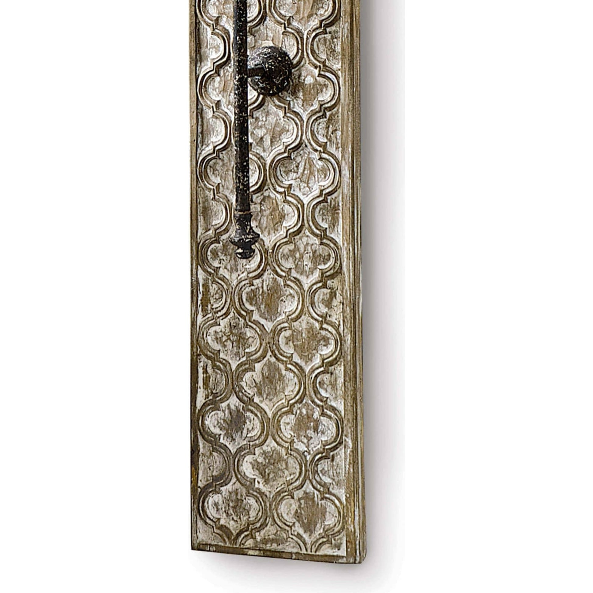 Carved Panel Sconce by Regina Andrew in distressed, painted and distressed painted. Made from paulownia wood in a cottage & farmhouse style.