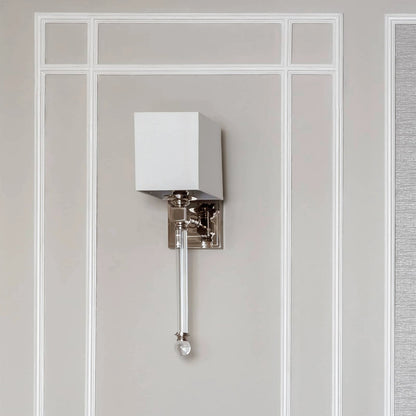 Crystal Tail Sconce by Regina Andrew in nickel and polished nickel. Made from steel in a transitional style.