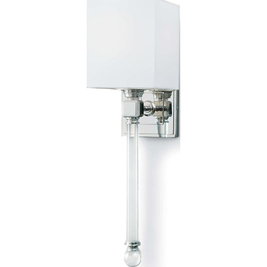 Crystal Tail Sconce by Regina Andrew in nickel and polished nickel. Made from steel in a transitional style.