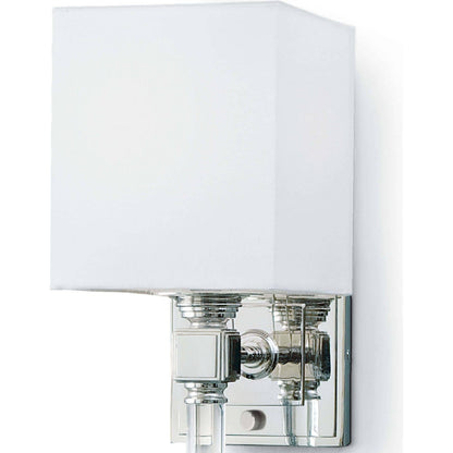 Crystal Tail Sconce by Regina Andrew in nickel and polished nickel. Made from steel in a transitional style.