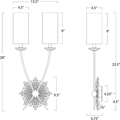 Louis Sconce by Regina Andrew in gold and antique gold. Made from birch wood in a transitional style.