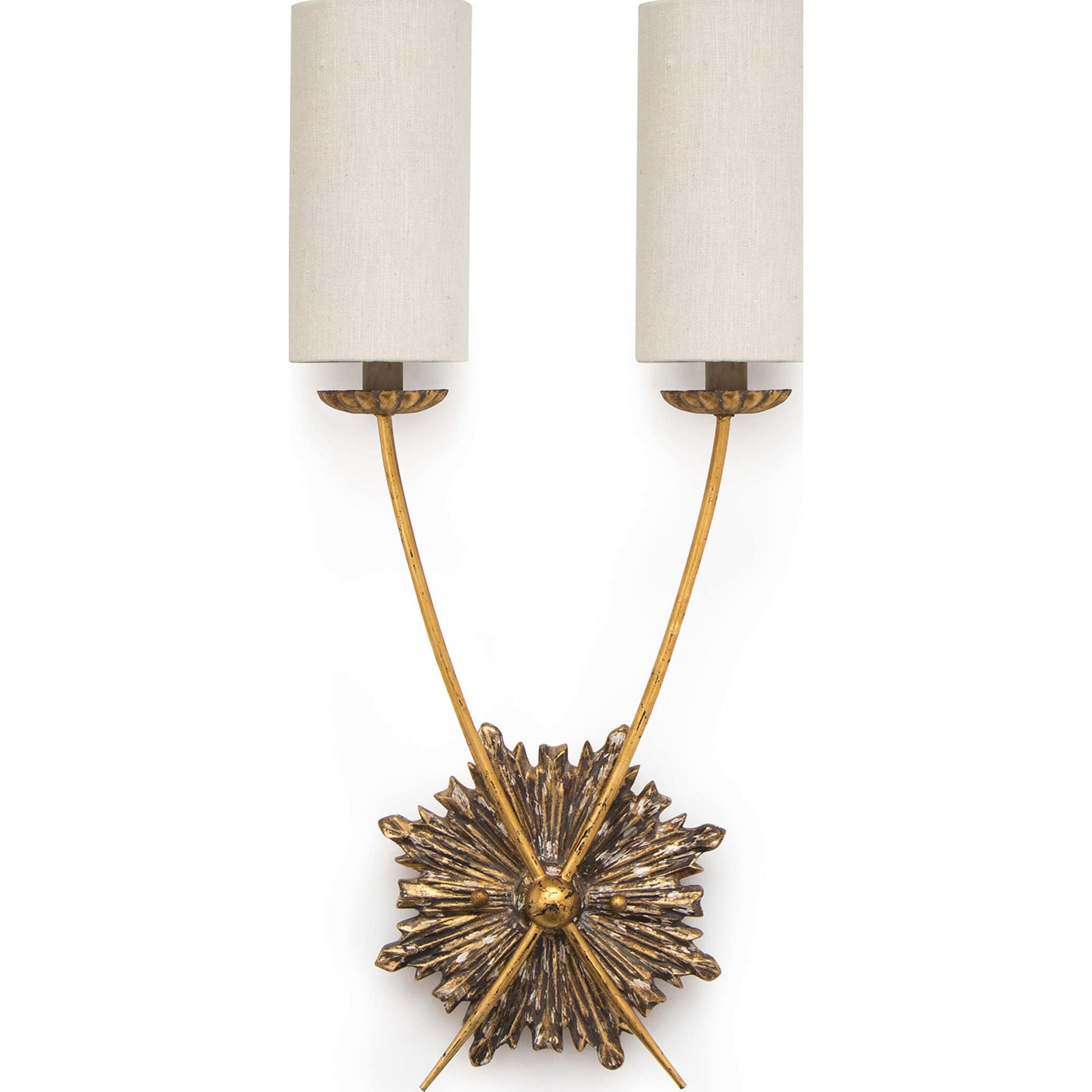 Louis Sconce by Regina Andrew in gold and antique gold. Made from birch wood in a transitional style.