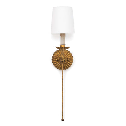 Clove Sconce Single by Regina Andrew in gold and antique gold leaf. Made from iron in a traditional style.