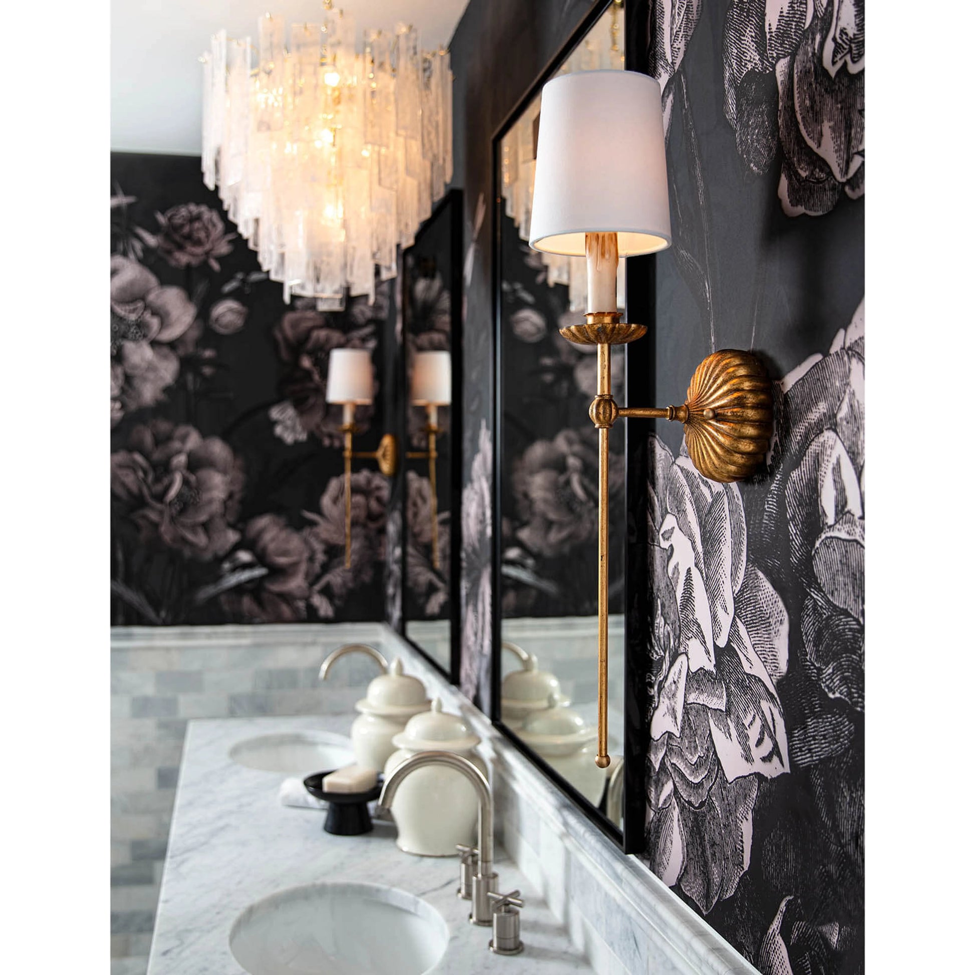 Clove Sconce Single by Regina Andrew in gold and antique gold leaf. Made from iron in a traditional style.