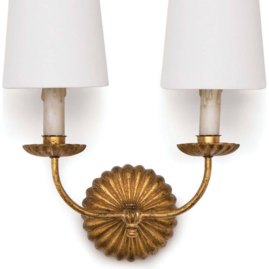 001 S-286807 | Primary Silo | Clove Sconce Double by Regina Andrew in gold and antique gold leaf. Made from iron in a traditional style.