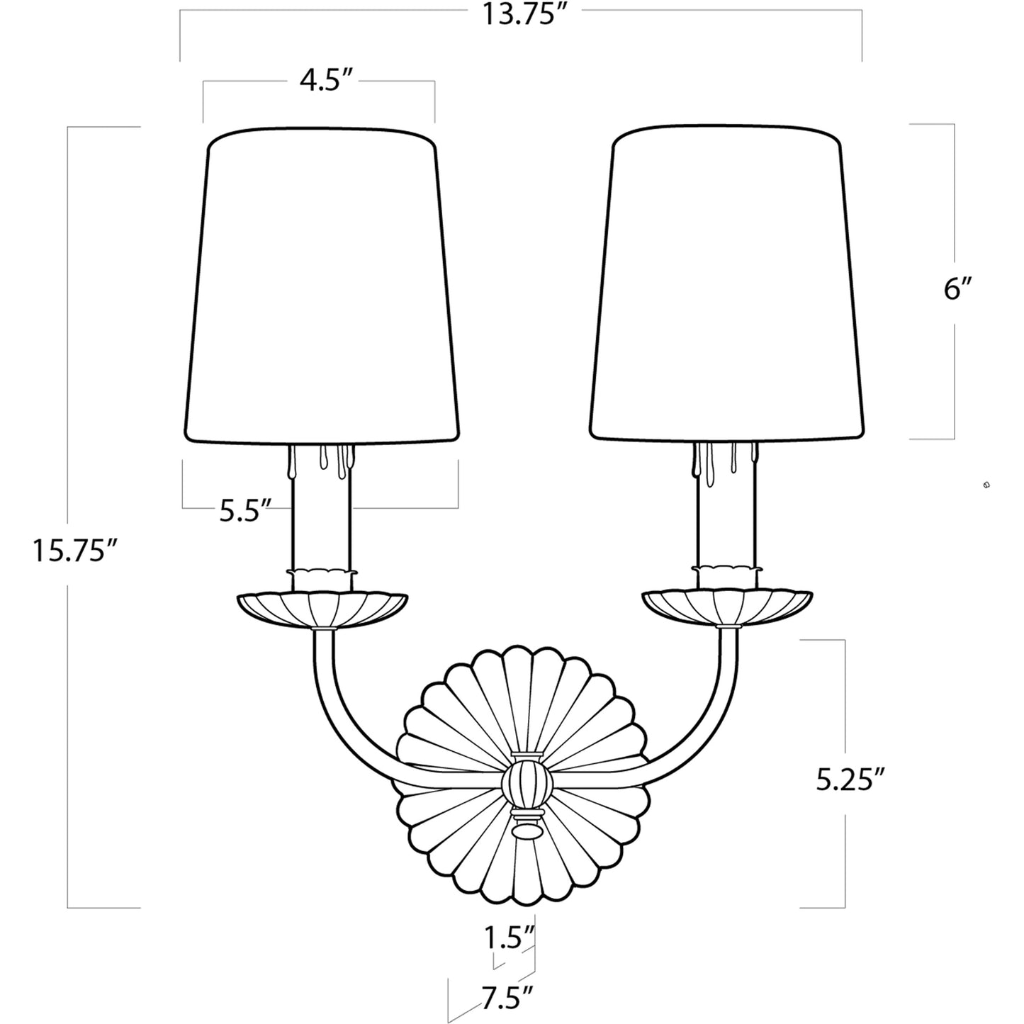 002 S-286807 | Additional Silo | Clove Sconce Double by Regina Andrew in gold and antique gold leaf. Made from iron in a traditional style.
