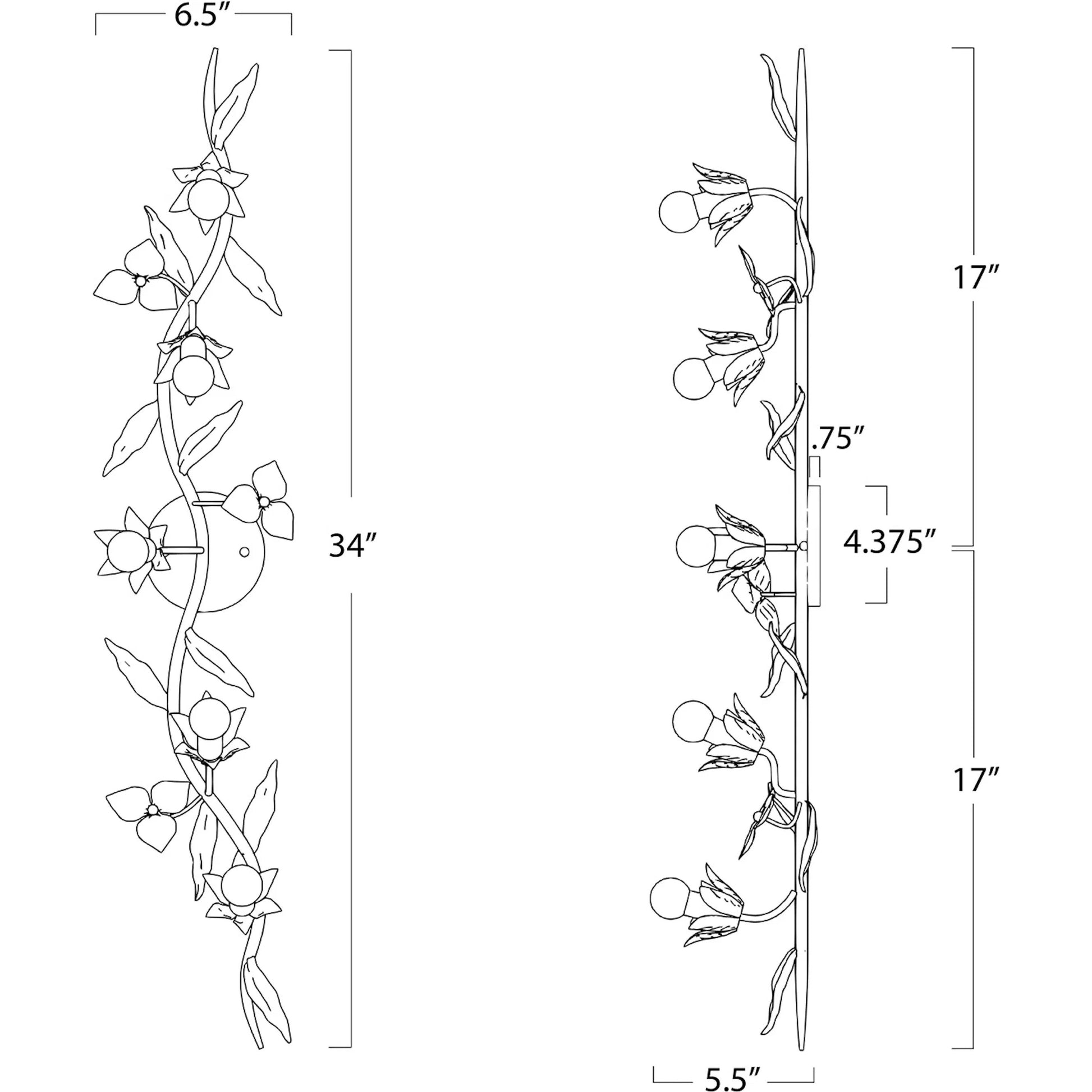 Trillium Sconce by Regina Andrew in brass and natural brass. Made from steel in a transitional style.