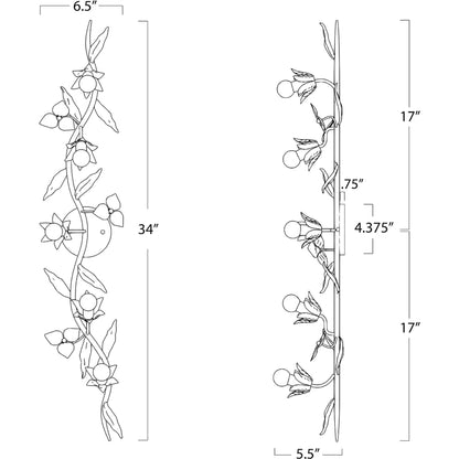 Trillium Sconce by Regina Andrew in brass and natural brass. Made from steel in a transitional style.