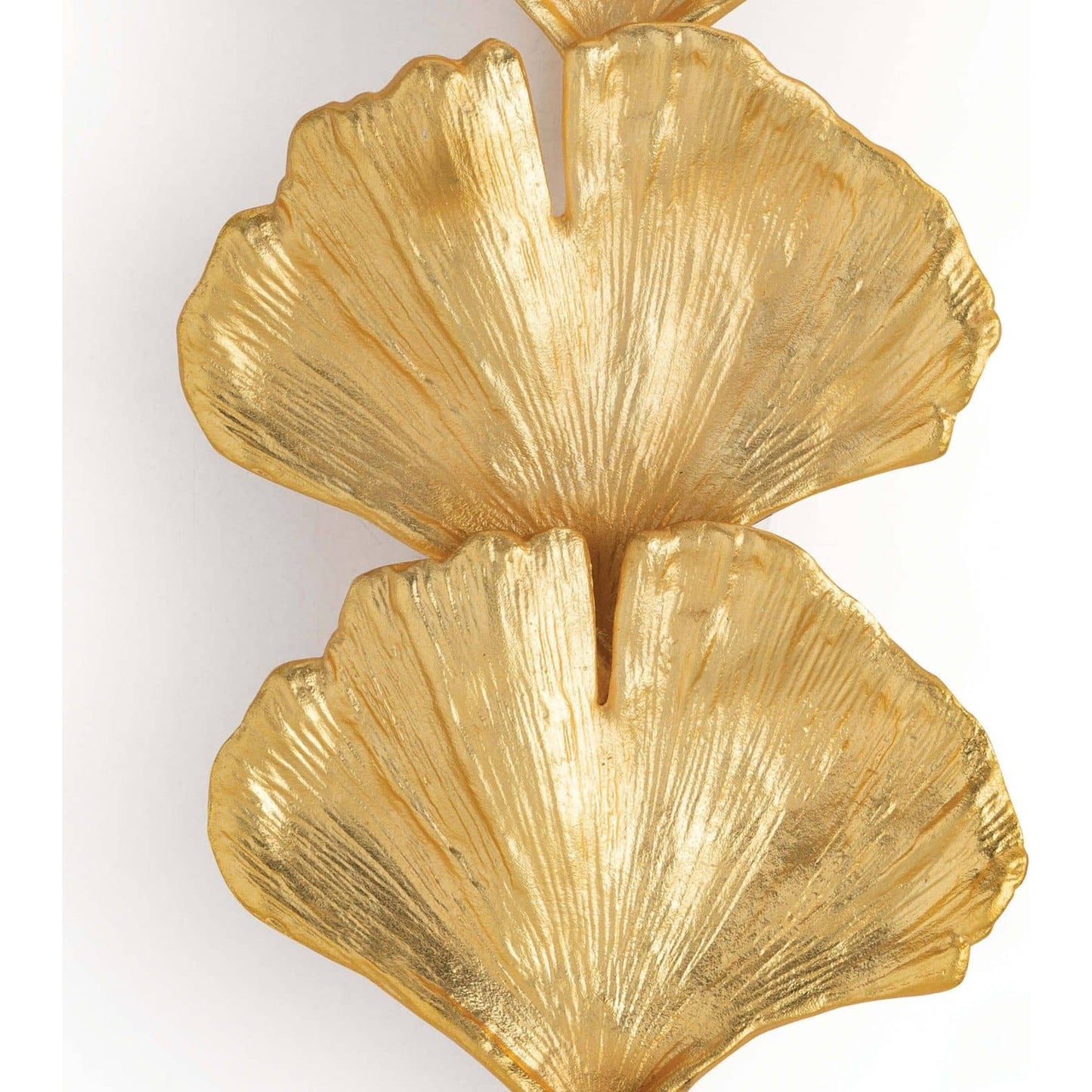 003 S-341584 | Closeup | Ginkgo Sconce by Regina Andrew in gold and gold. Made from aluminum in a transitional style.
